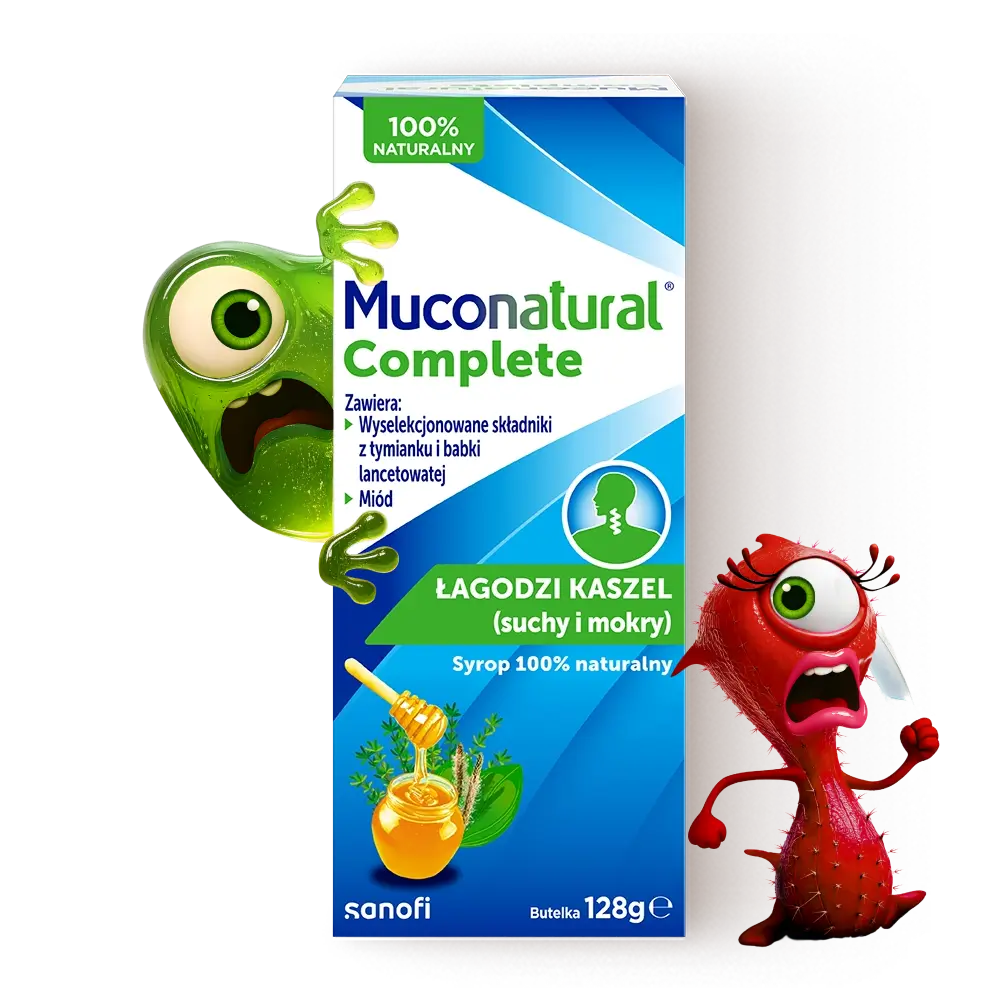 Opakowanie syropu na kaszel mokry i suchy z naturalnym składem Muconatural Complete