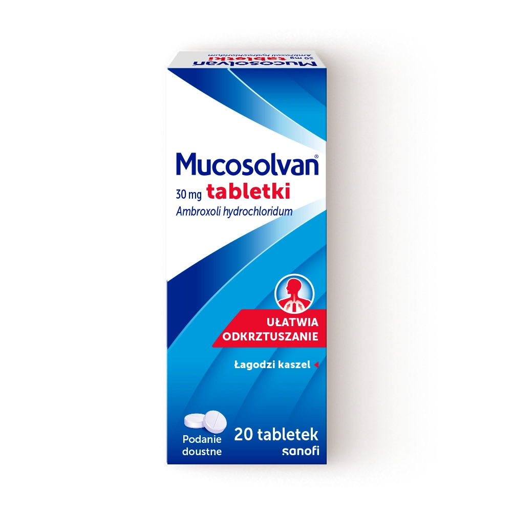 Opakowanie tabletek na suchy kaszel Mucosolvan