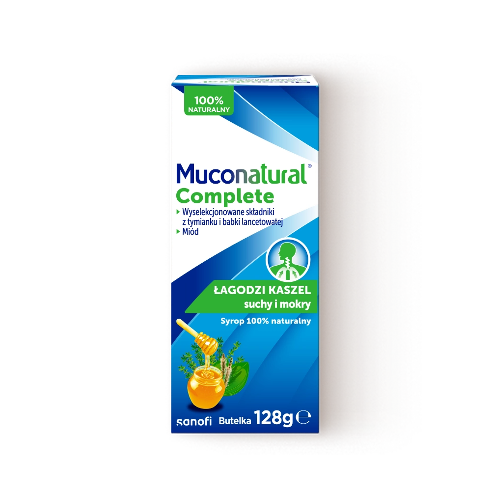 Opakowanie naturalnego syropu na kaszel suchy i mokry Muconatural Complete