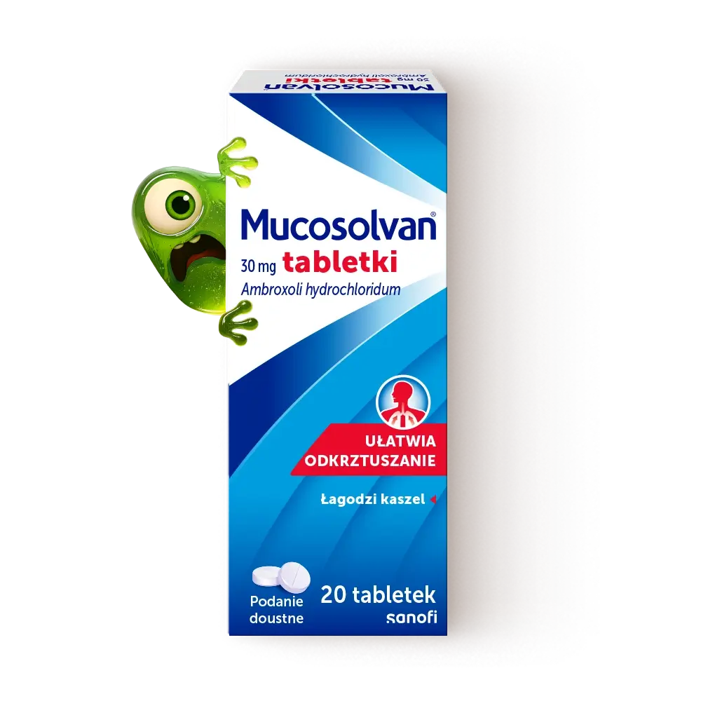 Opakowanie tabletek na suchy kaszel Mucosolvan